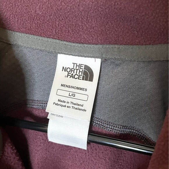 The North Face Mens Large Maroon Gray Quarter Zip Fleece Pullover - Picture 5 of 8